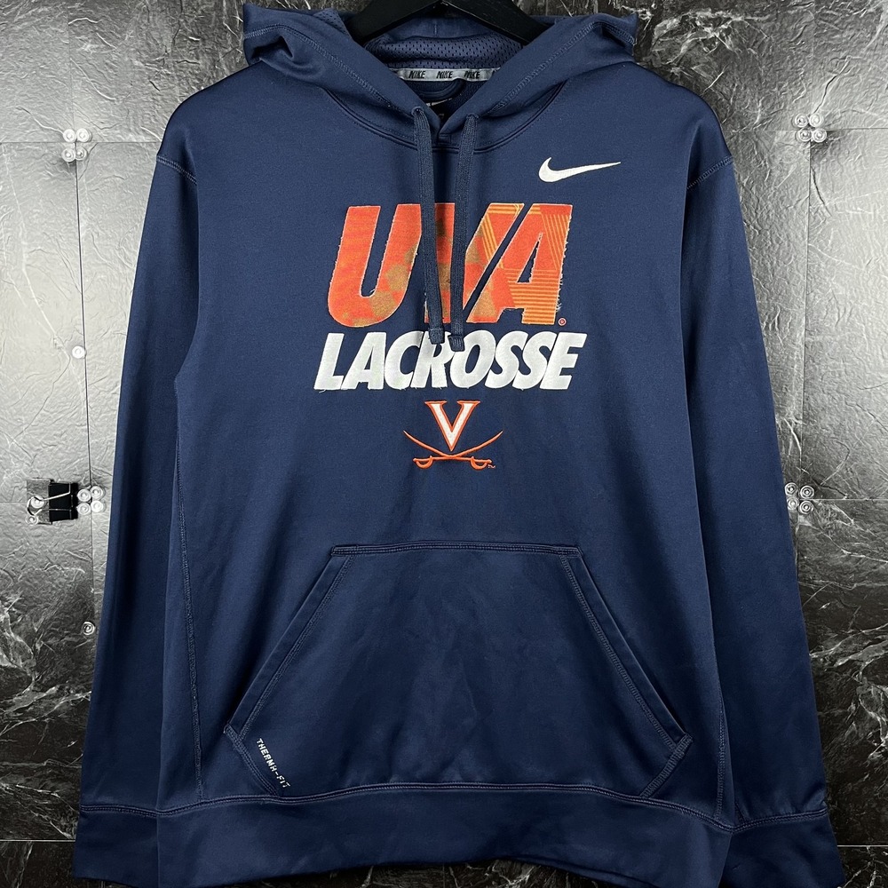 Nike Men's Navy Therma-Fit UVA Lacrosse Hoodie Medium